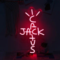 Cactus Jack Neon Sign Red Words Neon Light Sign Wall Art Neon Light For Rap Talking West Coast Light Up Hanging Sign