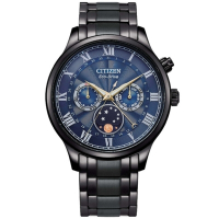 CITIZEN星辰現貨GENTS經典月相盈虧藍寶石光動能鋼帶錶-月相錶42mm(AP1055-87L)