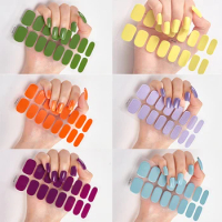 Transparent Semi Cured Gel Nail Patch Strips Pure Color UV/LED Baking Lamp Gel Nail Polish Wraps Full Cover Nail Gel Sticker