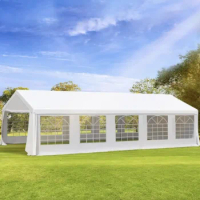 32' x 20' Large Party Tent Outdoor Carport Canopy with Removable Protective Sidewalls and Multipurpose, White