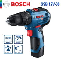 Bosch GSB 12V-30 Brushless Impact Drill 30Nm Electric Screwdriver 12V Mutil-Function Rotaty Power Tools for Wood Metal Drilling