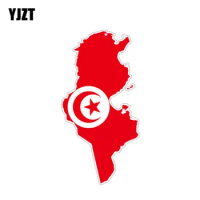 YJZT 7.6CM*15.1CM Funny Tunisia Map Reflective Flag Car Sticker Motorcycle Decal 6-1220