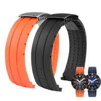 22mm Premium-Grade Rubber Watch Strap Curved End Men Folding Wrist Band Bracelet for MIDO Tissot Seastar T120.407 watchband