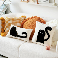 現代簡約貓咪抱枕靠枕套ins風民宿床頭靠背沙發靠墊