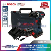Bosch GSR 18V-52 Cordless Drill Driver 1.5-13mm Mesin Bor Obeng 52/25Nm Brushless 18V Professional