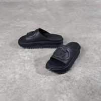 Sandal GUCCI GG INTERLOCKING BLACK RUBBER TRAIL SLIDE 100% ORIGINAL 41