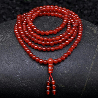 天然紅瑪瑙項鏈108顆念珠佛珠手串男女加長216多圈手鏈水晶毛衣鏈