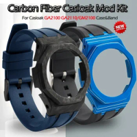 Luxury Mod Kit for GA2100 GA2110 Carbon Fiber Case Bezel Rubber Strap for GAB2100 GM2100 Watch Case Modification Kit With Screw