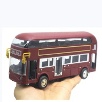 New products 1:50 alloy pull back double-decker travel bus model,city sightseeing car toy,2-door sound and light bus