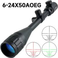 AOE 6-24X50 Hunting Scope Adjustable Green Red Dot Light Tactical Riflescope Reticle Optical Rifle Sight Sniper Airsoft Air Gun