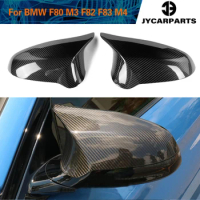 Add On Style Car Rear Review Mirror Cover Caps Sticker Dry Carbon Fiber for BMW F80 M3 F82 F83 M4 Only 2014 - 2018
