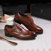 New men shoes luxury brand high quality 2023 sapatos de luxo para homens monk strap shoes for men