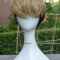 Killing Stalking SangWoo Cosplay Wigs Short Linen Brown Black Ombre Heat Resistant Synthetic Hair Wig + Wig Cap