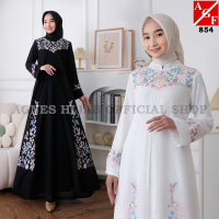 Gaun Putih Baju Raya 2025 Terbaru Haji Umrah Kaftan Dress Kembang Muslimah Elegan Jubah Abaya Viral