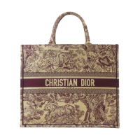 【二手名牌BRAND OFF】Dior 迪奧 棕色 紅色 帆布 Book Tote 手提包 托特包