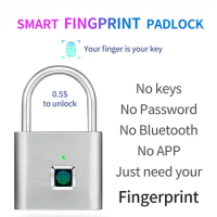 Smart Biometric Fingerprint Door Padlock Rechargeable Door Lock Fingerprint Smart Padlock Fingerprint Lock for Toolbox Drawer