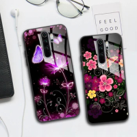 For Xiaomi Redmi Note 8 Pro Case Tempered Glass Pattern Silicone Cover Phone Cases For Redmi Note 8 Note8 Note 8T 8 t Fundas