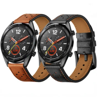 22mm 20mm leather strap For Samsung Galaxy watch 6 5 4 3 Gear S3 Huawei watch 4 GT3/2 Breathable high-end strap For Amazfit GTR