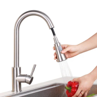 SUS304 Stainless Steel Kitchen Pull-out Faucet Water Sink Mixer Set