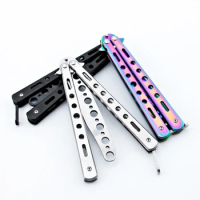 CSGO Balisong Trainer Portable Butterfly Training Knife Foldable Pocket Flail Knife Uncut Blade Butterfly Comb Training Tool