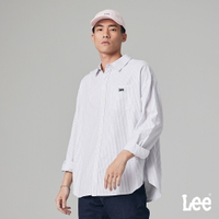 Lee 男女同款 寬鬆版 胸前口袋小LOGO 直條紋長袖休閒襯衫 | Modern &amp; FITS’ EM ALL