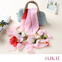 Sukie 雪紡紗絲巾 玫瑰絲巾/浪漫玫瑰花朵50X160雪紡紗絲巾 圍巾(4色任選)