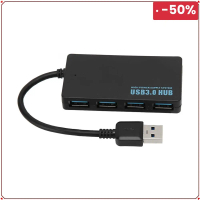 TT computer Multifunction 4 Ports USB3.0 Hub Plug and Play High Speed USB Splitter 5Gbps Black USB A