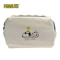 【日本正版】史努比 寬口 化妝包 收納包 Snoopy PEANUTS - 081861