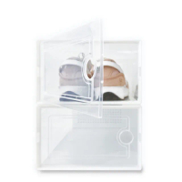 【百特兔寶】折疊式透明鞋盒/收納盒/組合鞋櫃(2入組)