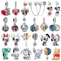 DISNEY HEROCROSS Alliance Mickey Mouse Minnie Plata De Ley 925 Silver Charms Beads Fit Pandora 925 Bracelets Jewelry DIY Gifts
