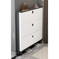 輕奢翻鬥鞋櫃進門玄關櫃 ([雙層款]雙拼灰白色50*24*120cm） 