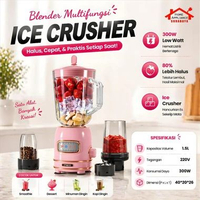 MECOO Blender Kaca Multifungsi 4 in 1 - Blender Penghancur Es dan Bumbu 1.5 Liter 300W KX22 - PINK