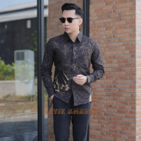 Kemeja Batik Pria Lengan Panjang Modern SLIMFIT Kasual Furing Katun Motif ARTOMORO - S