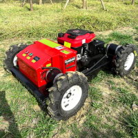 Customized Electric-start Remote Control Lawn Mower Mini Rc Robot Lawn Mower With Snow Plow Attachments