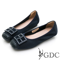 GDC-撞色時尚舒適真皮平底包鞋-藍色