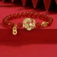 Women Dragon Bracelet Chinese Dragon Zodiac Bracelet Beads Decor Feng Shui Lucky Amulet Stretch Bracelets New Year for Women