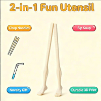 1pair Novelty 22cm Foot Shape Chopsticks Lightweight Easy-to-Use 3D Printed Chopsticks With Straw So
