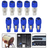 10pcs Stage Light LED Screen AC Powercon Connector Chassis Plug Type A NAC3FCA+NAC3MPA-1 Male Plug Panel Adapter 3 Pin