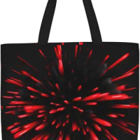Explosion Fireworks 3d Print Tote Bag, Reusable Shopping Bag, Large Capacity Zipper Single Shoulder Convenience Bag