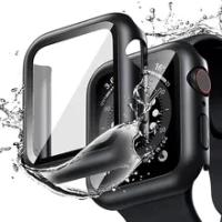 Black Cover Carbon Fiber PC Bumper for Apple Watch 9 Case 40mm 44mm 41mm 45mm 42mm Frame Edges Series 8 7 6 SE 5 4 Hard Shell