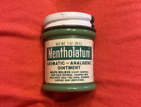 Vintage - MENTHOLATUM OINTMENT - 1 Oz. Green Plastic Container Partial Contents