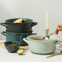 雙耳碗大號深湯泡面碗家用餐具北歐莫蘭迪陶瓷裝螺螄粉湯盆攪拌碗