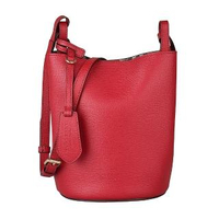 【BURBERRY 巴寶莉】BURBERRY Haymarket小牛皮水桶包(紅)