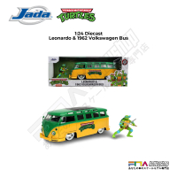 JADA 1/24 Diecast Ninja Turtles Leonardo & 1962 Volkswagen Bus Combi