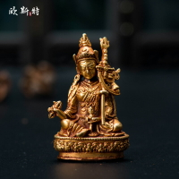 歐斯特尼泊爾銅全鎏金手工佛像擺件5.5cm密宗隨身佛蓮花生大士