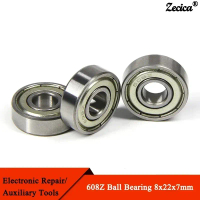 Bearing Bola, 608Z dan 608ZZ, ABEC-7, Alur Dalam, 8x22x7mm, Galas Bebola Mini, Bahan Keluli Karbon, 