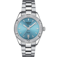 【TISSOT 天梭】官方授權 PR100 冰川藍 女錶-36mm(T1019101135100)