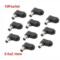 10Pcs 12V 2.1 x 5.5mm DC Power Male Plug 90 Degree Right Angle Adapter 5.5x2.1mm DC Plugs Jack Soldering Assembly Connectors A7