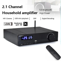 HIFI Audio Power Amplifier 150W*2 High Power Output TPA3255+ES9018 DAC Digital Power Amplifier 2.1 Channel QCC5125 Bluetooth