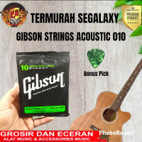(BISA COD) Senar Gitar Gibson Acoustic 010 Original Bonus Pick Gibson Guitar String